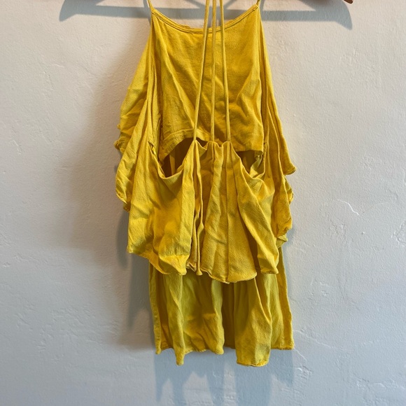 Gianni Bini Ruffle Yellow Strappy Tank Top Blouse - Picture 4 of 4